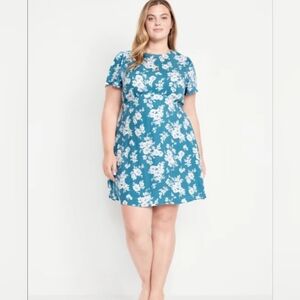 New Old Navy Floral Print Shirt Sleeve Summer Dress 2x 20 22